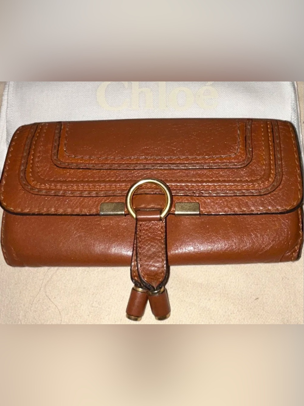 Chloe calfskin  leather wallet with Gold Hardware